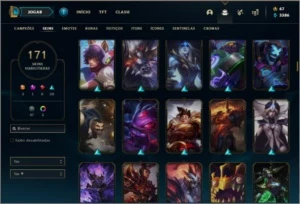 Unranked (Season Atual), todos os champs e 171 skins. - League of Legends LOL