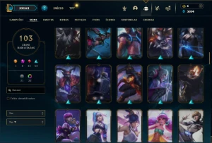 Prata 2 com 90 Champs e 103 Skins ( MID / TOP / JG ) - League of Legends LOL