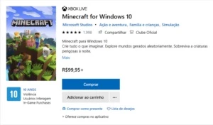 Minecraft Windows 10 Edition Key/Chave