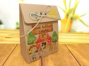 Sacolinha Kraft Fazendinha Personalizada P ou G - Artesanato e Personalizados