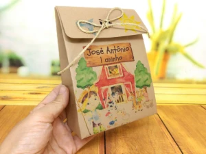 Sacolinha Kraft Fazendinha Personalizada P ou G - Artesanato e Personalizados