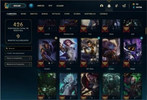 Conta unranked com 125 Champs e 58 Skins + 1 Fragmento - League of Legends LOL