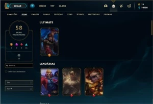 Conta unranked com 125 Champs e 58 Skins + 1 Fragmento - League of Legends LOL