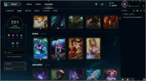 Conta platina com todos campeoes e 201 skins. - League of Legends LOL