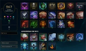 CONTA LOL 284 SKINS ALGUMAS COM MOLDURA E ICONES RAROS - League of Legends