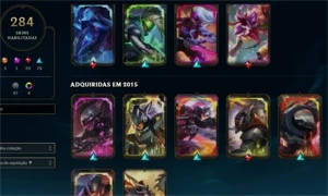 CONTA LOL 284 SKINS ALGUMAS COM MOLDURA E ICONES RAROS - League of Legends