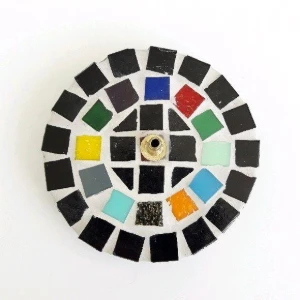 Porta Incenso Mosaico Gaudí Preto - Artesanato e Personalizados