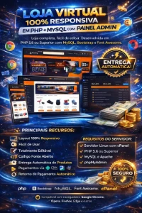 Loja Virtual 100% responsiva em PHP MySQL com painel admin