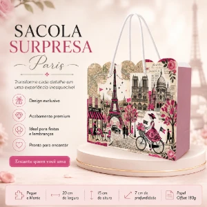 Kit 15 Sacolinhas Paris Bicicleta - Pegue e Monte - Artesanato e Personalizados