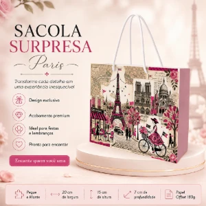 Kit 15 Sacolinhas Paris Bicicleta - Pegue e Monte - Artesanato e Personalizados