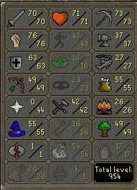 Conta osrs oldschool runescape lvl total 954 lvl combate 86
