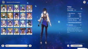 Keqing 5★, Alhaitham 5★, Yelan 5★ e alguns personagens t4 - Genshin Impact