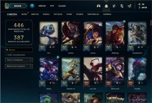 Conta prata 2 com TODOS os champs e 121 Skins + 7 Vitoriosas - League of Legends LOL