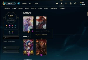 Conta prata 2 com TODOS os champs e 121 Skins + 7 Vitoriosas - League of Legends LOL
