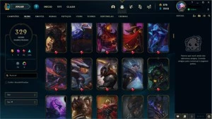 Conta prata 1 com TODOS os champs e 329 Skins + 5 Prestigios - League of Legends LOL