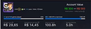 CONTA STEAM LEVEL 32 COM 36 JOGOS