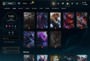 Unranked com 155 Champs e 146 Skins ( TOP / MID / JG ) - League of Legends LOL