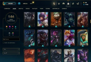 Unranked com 155 Champs e 146 Skins ( TOP / MID / JG ) - League of Legends LOL