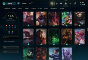 Unranked com 155 Champs e 146 Skins ( TOP / MID / JG ) - League of Legends LOL