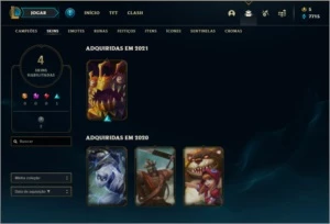 Conta diamante 4 com 62% de win rate, 4 skins e 22 champs - League of Legends LOL