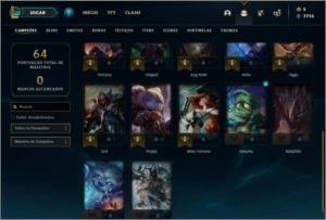 Conta diamante 4 com 62% de win rate, 4 skins e 22 champs - League of Legends LOL
