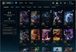 Conta diamante 4 com 62% de win rate, 4 skins e 22 champs - League of Legends LOL
