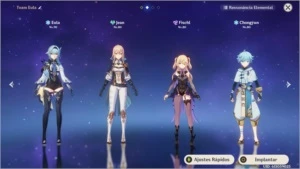 Conta AR 54 com Diluc, Mona, ZhongLi, Eula, Jean, Keqing - Genshin Impact