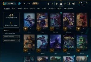 Ouro 2 com 70 Champs e 12 Skins - League of Legends LOL