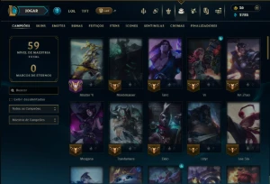 Ouro 2 com 70 Champs e 12 Skins - League of Legends LOL