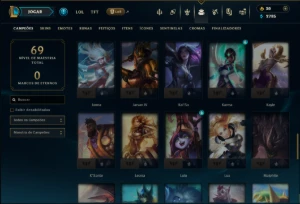 Ouro 2 com 70 Champs e 12 Skins - League of Legends LOL