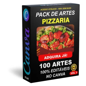 Pack Canva Pizzaria Vol 1 - 100 Artes Editáveis - Serviços Digitais