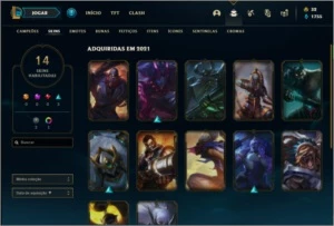 Conta bronze 3 com 47 champs e 14 skins - League of Legends LOL