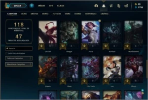 Conta bronze 3 com 47 champs e 14 skins - League of Legends LOL
