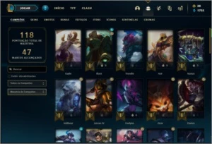 Conta bronze 3 com 47 champs e 14 skins - League of Legends LOL
