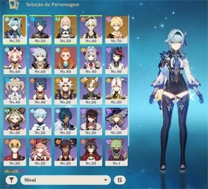 Conta AR 43 - Eula, Jean e Itto + Espinha Celestial - Genshin Impact