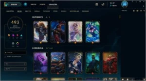 Conta League Of Legends 493 Skins + Skin Rammus Rei LOL