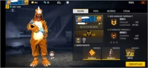 Conta top com dino e passe de elite - Free Fire