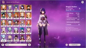 Genshin Impact - AR 57 - 10 personagens  5⭐