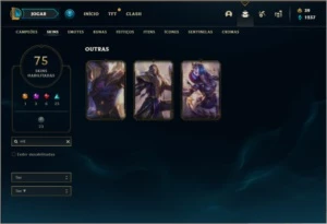 Conta prata 3 com 100 champs e 75 skins +1 Prestigio - League of Legends LOL
