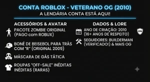 🔥 Conta Roblox Og (2010) | Zombie Pack Original + Itens Off