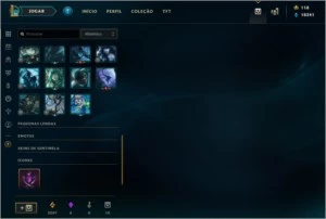 Lol, lvl 122, 71 skins(63k rp), 18k azul, 10k laranja, 6 gem - League of Legends