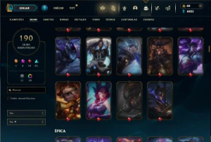 Esmeralda 3 com TODOS os champs e 190 Skins + 6 Prestigios - League of Legends LOL