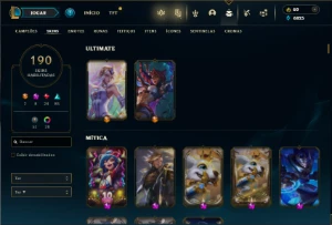 Esmeralda 3 com TODOS os champs e 190 Skins + 6 Prestigios - League of Legends LOL