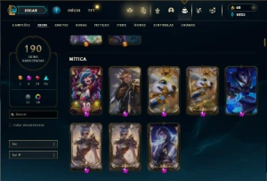 Esmeralda 3 com TODOS os champs e 190 Skins + 6 Prestigios - League of Legends LOL