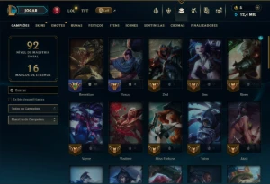 Unranked com 50 Champs e 20 Skins - League of Legends LOL