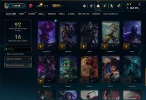 Unranked com 50 Champs e 20 Skins - League of Legends LOL