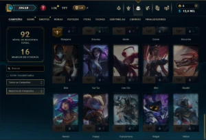 Unranked com 50 Champs e 20 Skins - League of Legends LOL