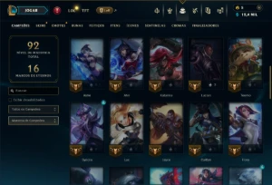 Unranked com 50 Champs e 20 Skins - League of Legends LOL