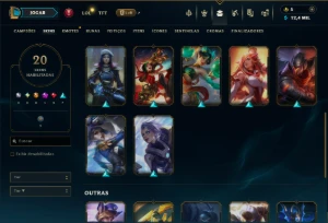 Unranked com 50 Champs e 20 Skins - League of Legends LOL