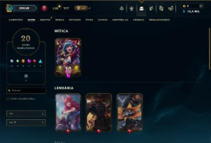 Unranked com 50 Champs e 20 Skins - League of Legends LOL